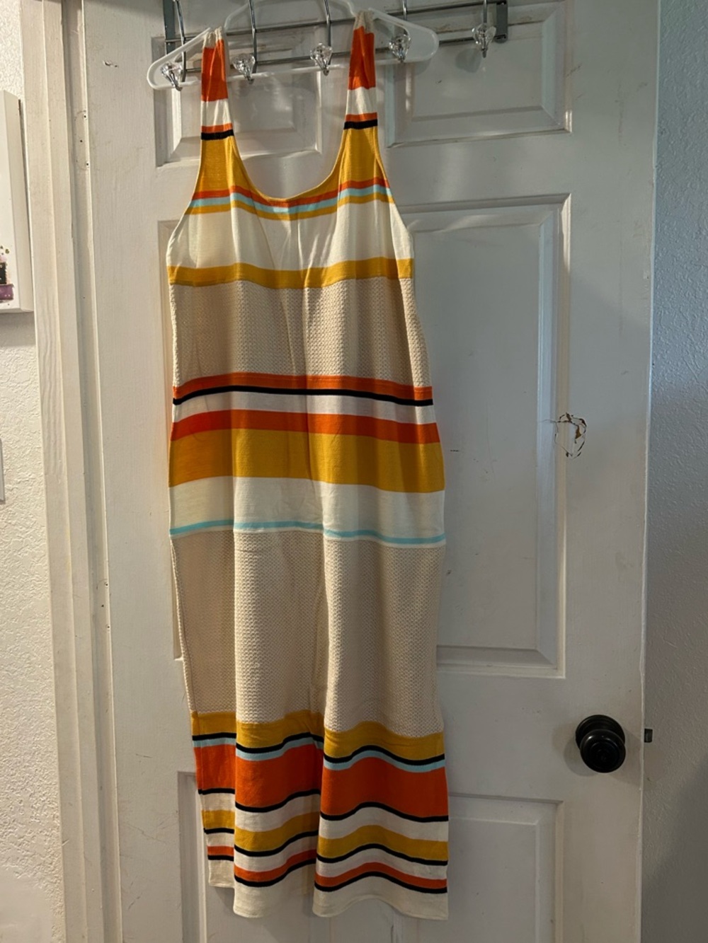 Zara Striped Maxi Dress in Cream, Orange, Yellow and Aqua